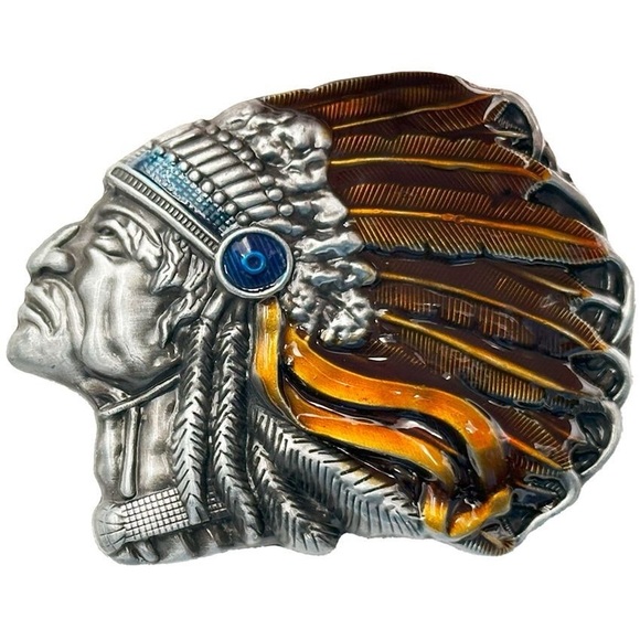 Native American Indian Chief Belt Buckle